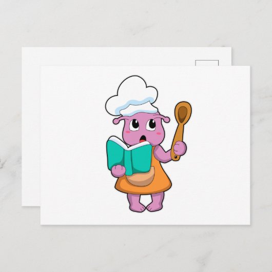 Alien als Cook met Cookbook Briefkaart (Voorkant / Achterkant)