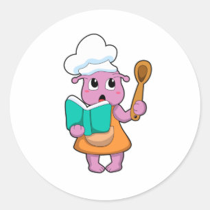 Alien als Cook met Cookbook Ronde Sticker