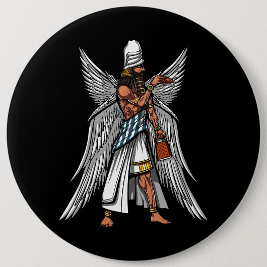 Alien Anunnaki God Ancient Sumerian King Ronde Button 6,0 Cm (Voorkant)