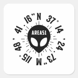 Alien Area 51 Hoofd UFO Aliens Ruimte Leuk Gift Id Vierkante Sticker