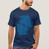 Alien art-architectuur vierkanaals abstract blauw  t-shirt (Voorkant)