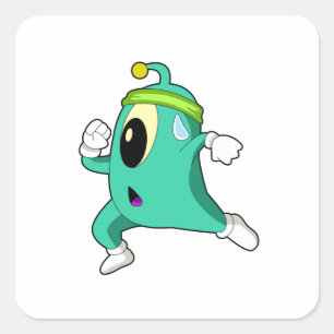 Alien as Runner Vierkante Sticker