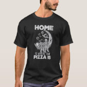Alien Astronaut Eating Pizza In The Cosmos  Pizza T-shirt (Voorkant)