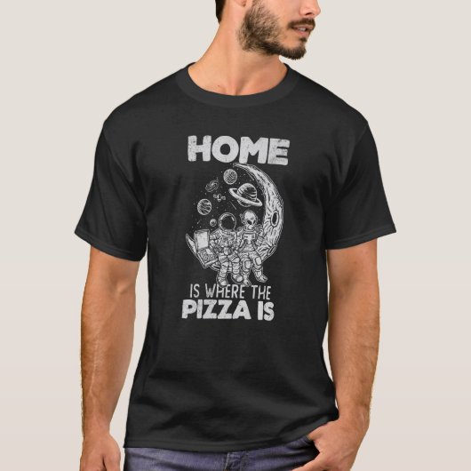 Alien Astronaut Eating Pizza In The Cosmos Pizza T-shirt (Voorkant)