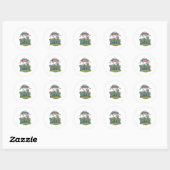 Alien Attack Ronde Sticker (Vel)
