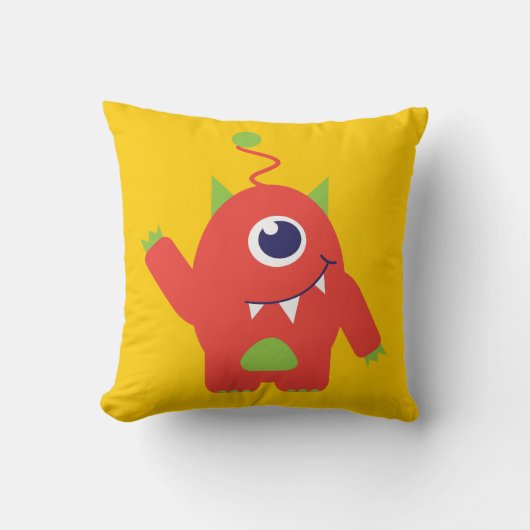 Alien aux yeux orange et jaune coussin pour enfant (Recto)