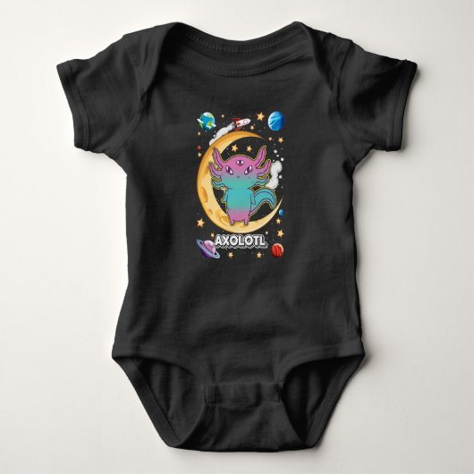 Alien Axolotl Pastel Goth Space Crescent Romper (Voorkant)