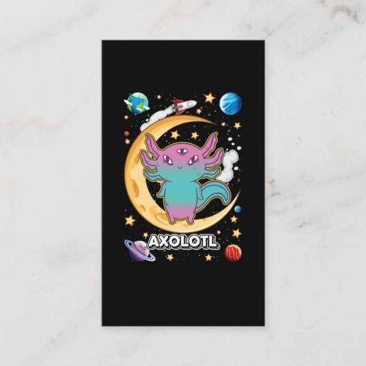 Alien Axolotl Pastel Gothic Space Crescent Visitekaartje (Voorkant)