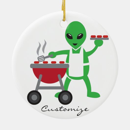 Alien Barbecue Cookout Thunder_Cove Keramisch Ornament (Achterkant)