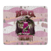 Alien BBQ Koe ontvoering grap Snijplank (Voorkant)