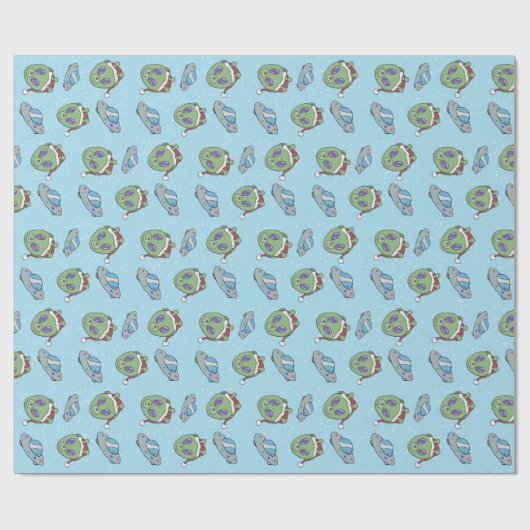 Alien Beer Christmas Wrapping Paper Cadeaupapier (Vlak)