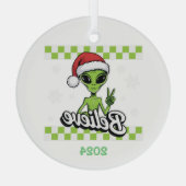 Alien Believe Glas Ornament (Achterkant)