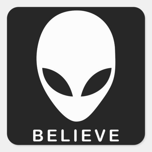 Alien Believe Vierkante Sticker (Voorkant)