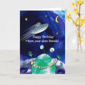 Alien Birthday-kaart Kaart (Gele Bloem)
