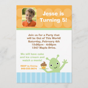 Alien Birthday Party Invitation Kaart