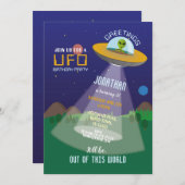 Alien Birthday Spaceship Aliens Invasion Space UFO Kaart (Voorkant / Achterkant)