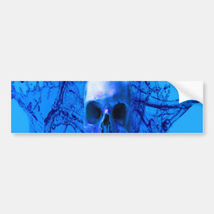 Alien blauwe schedel bumpersticker