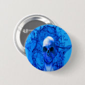 Alien blauwe schedel ronde button 5,7 cm (Voorkant /achterkant)
