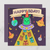 Alien Bonne carte de vacances d'anniversaire (Devant / Derrière)
