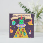 Alien Bonne carte de vacances d'anniversaire (Debout devant)