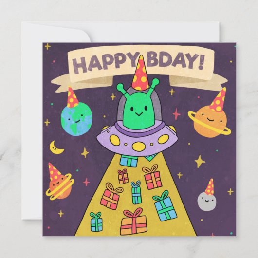 Alien Bonne carte de vacances d'anniversaire (Devant)