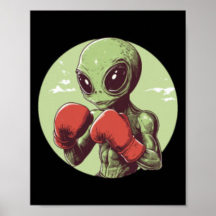 Alien Boxer klaar om te vechten in handschoenen Poster