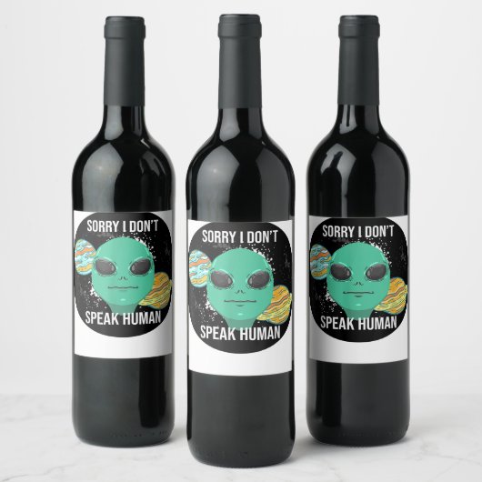 Alien Buitenspace Funny ET Extraterrestrial Galaxy Wijn Etiket (Flessen)