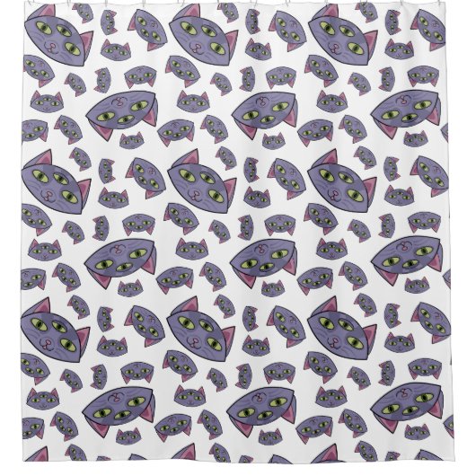 Alien Cat Pattern Douchegordijn (Voorkant)