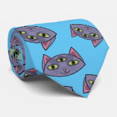 Alien Cat Pattern Stropdas (Opgerold)