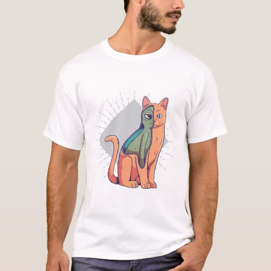 Alien Cat Sci-Fi Funny T-Shirt Design (Devant)