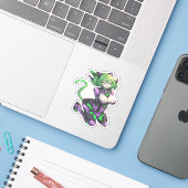 Alien Catgirl 1 Sticker (Laptop met iPhone)