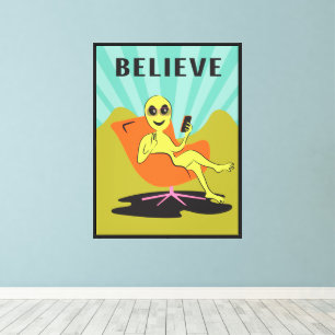 Alien Cellphone mod stoel retro pop kunst Canvas Afdruk