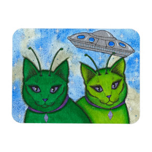 Alien Chats UFO Espace Imaginaire Chat Art Magnet