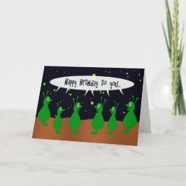 Alien choir zingt Happy Birthday Kaart