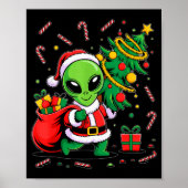 Alien Christmas Tree Lights Xmas Funny Alien Poster (Voorkant)