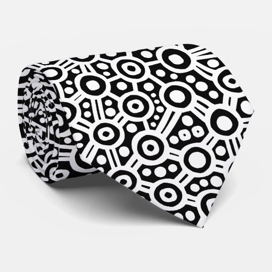 Alien Circuit Abstract II - wit op zwart Stropdas (Opgerold)