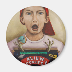 Alien Cookies afgewerkt schilderij Magneet