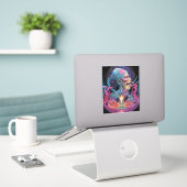 Alien Creature Surreal Horror Art Sticker (Laptop op bureau)
