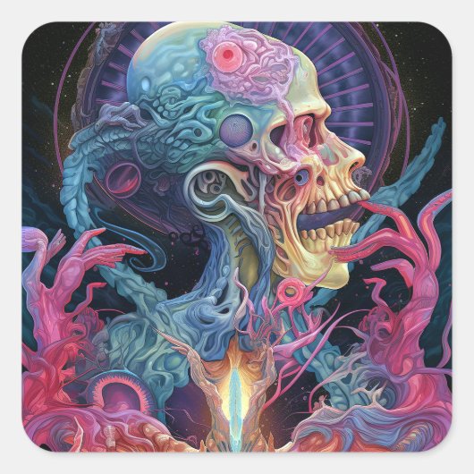 Alien Creature Surreal Horror Art Vierkante Sticker (Voorkant)