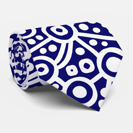 Alien Curcuit Abstract - wit op donkerblauw Stropdas (Opgerold)