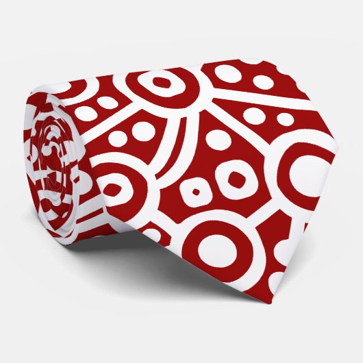 Alien Curcuit Abstract - wit op maroon Stropdas (Opgerold)