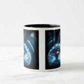 Alien dans l'espace Mug à deux tons, 11 oz (Centre)