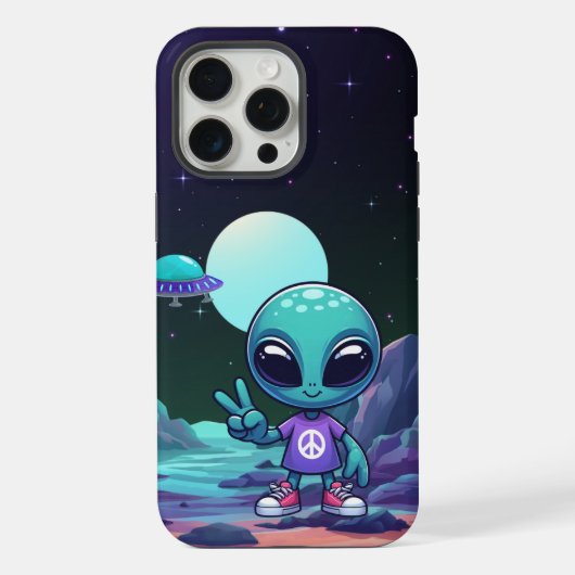 Alien de paix mignon et vaisseau spatial (Verso)