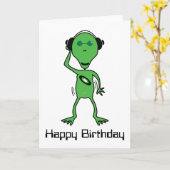 Alien DJ Birthday Kaart (Gele Bloem)