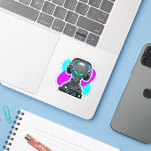 Alien DJ vinyl Sticker (Laptop met iPhone)