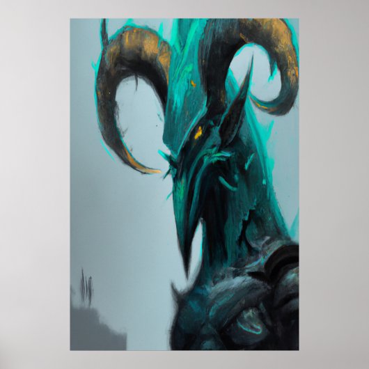 Alien d'oiseau bleu | AI Art Poster (Devant)