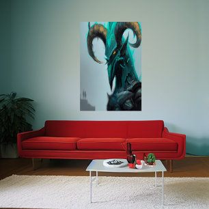 Alien d'oiseau bleu AI Art Poster