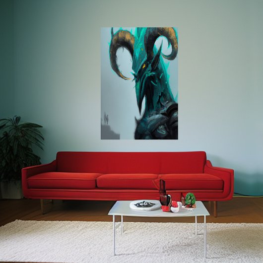 Alien d'oiseau bleu | AI Art Poster