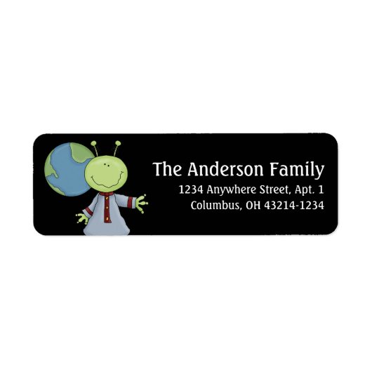 Alien & Earth Space Theme Return Address Label (Voorkant)