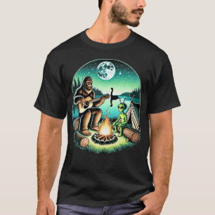 Alien En Bigfoot Loch Ness Kampvuur Sasquatch Gita T-shirt